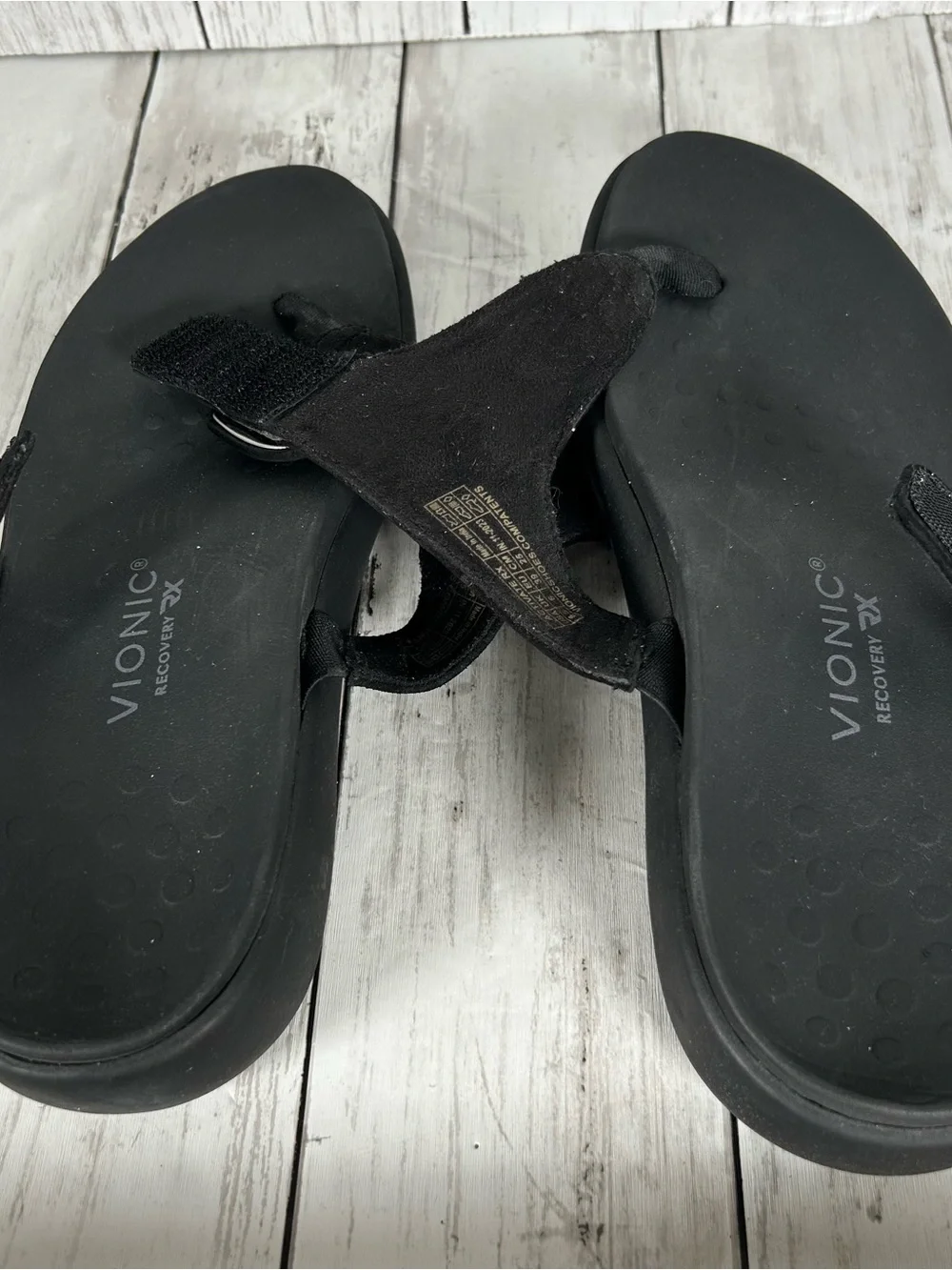 VIONIC Activate RX Black Suede Thong Flat Slide Sandals Size US 8.5 EU 39 CLEAN